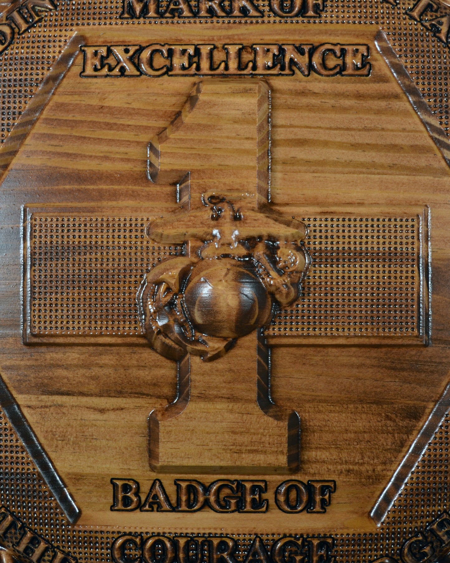 USMC 1st Landing Support Battalion, Red Patchers, 3d wood carving, military plaque - Carved Effects