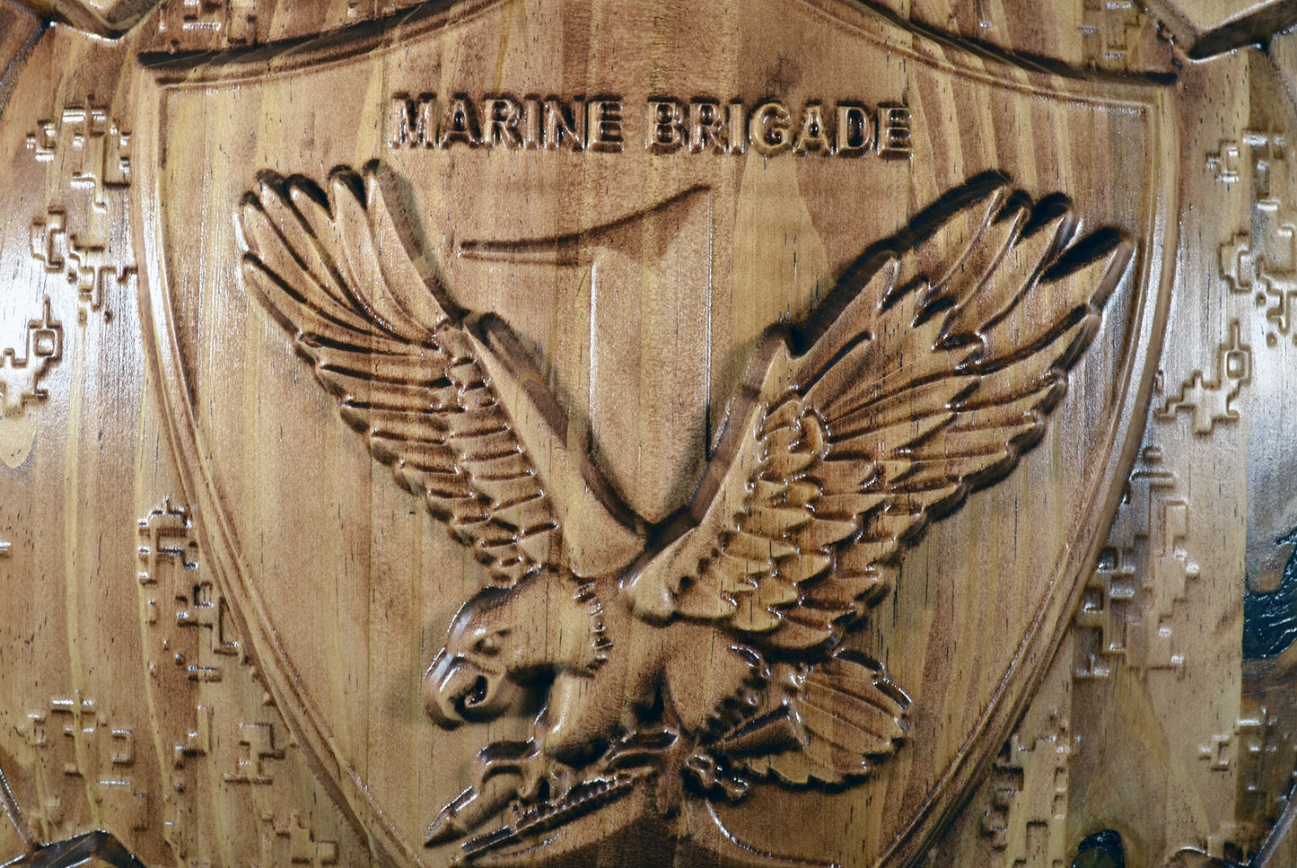 USMC 1st Marine Expeditionary Brigade (1st MEB), CNC 3d wood carving, military plaque - Carved Effects