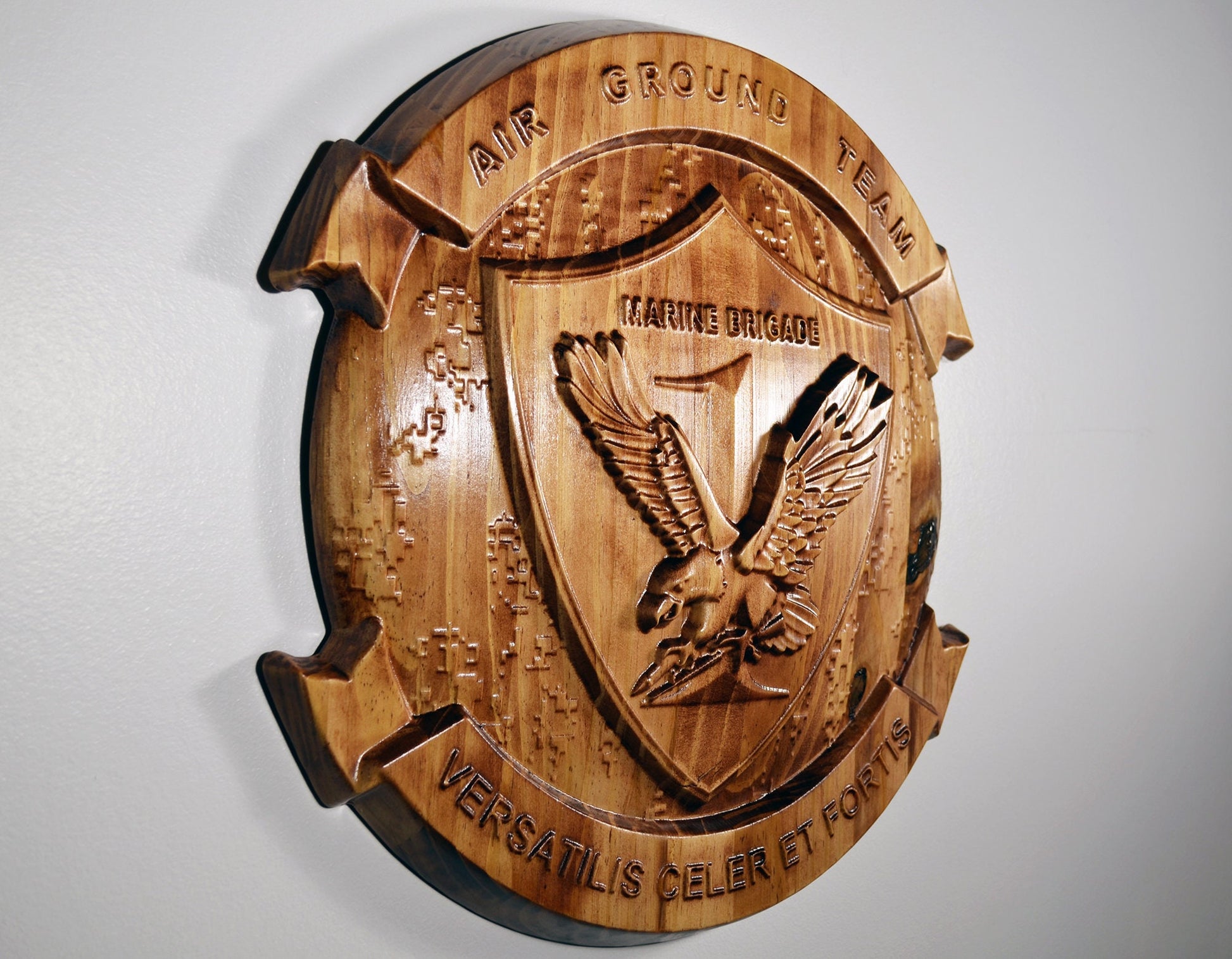 USMC 1st Marine Expeditionary Brigade (1st MEB), CNC 3d wood carving, military plaque - Carved Effects