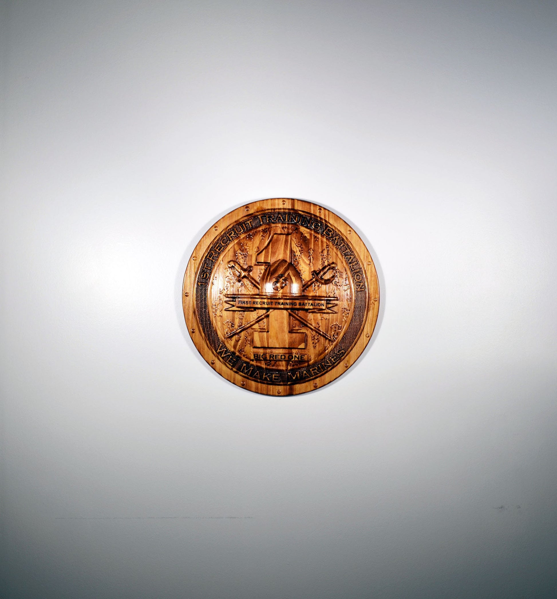 USMC 1st Recruit Training Battalion, 3d wood CNC carving, military plaque - Carved Effects