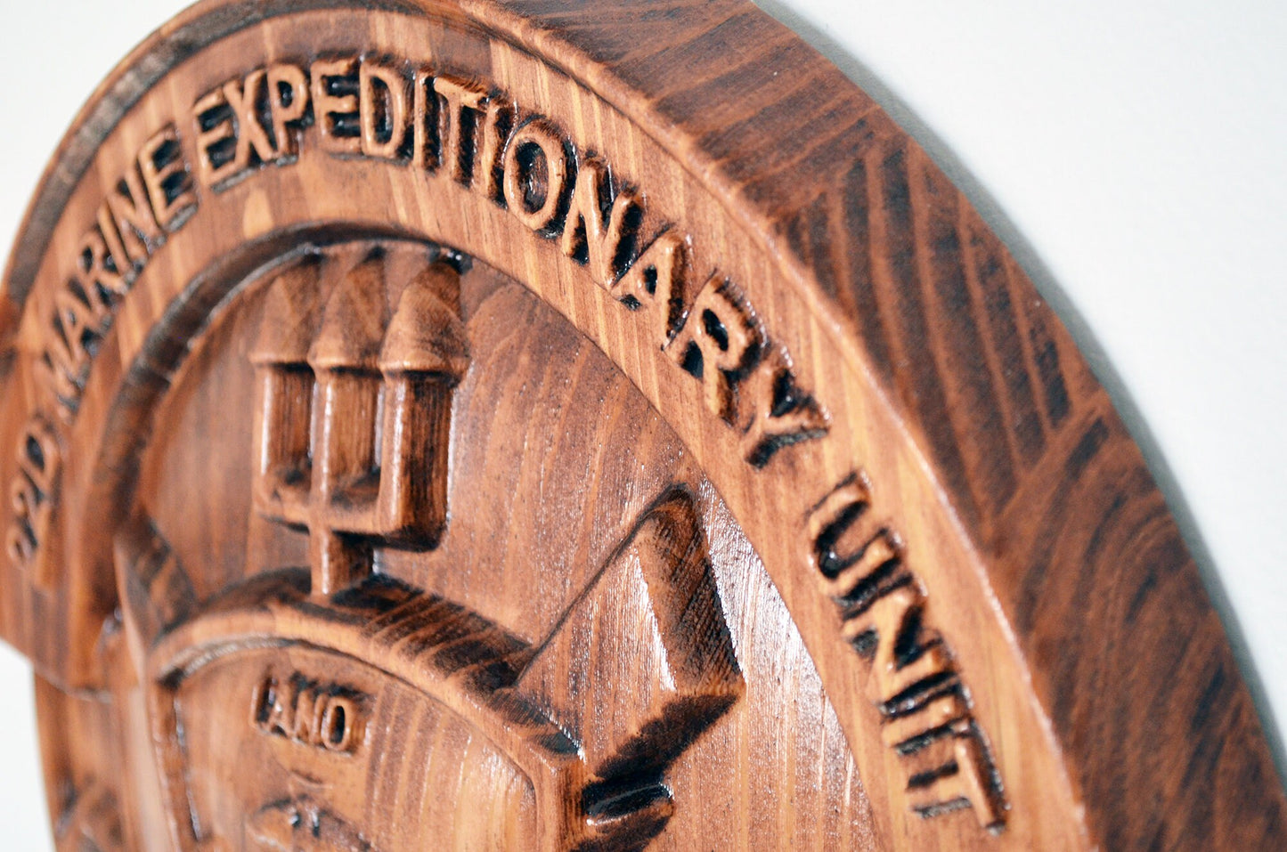 USMC 22nd Marine Expeditionary Unit, stained 3d wood carving, military plaque - Carved Effects