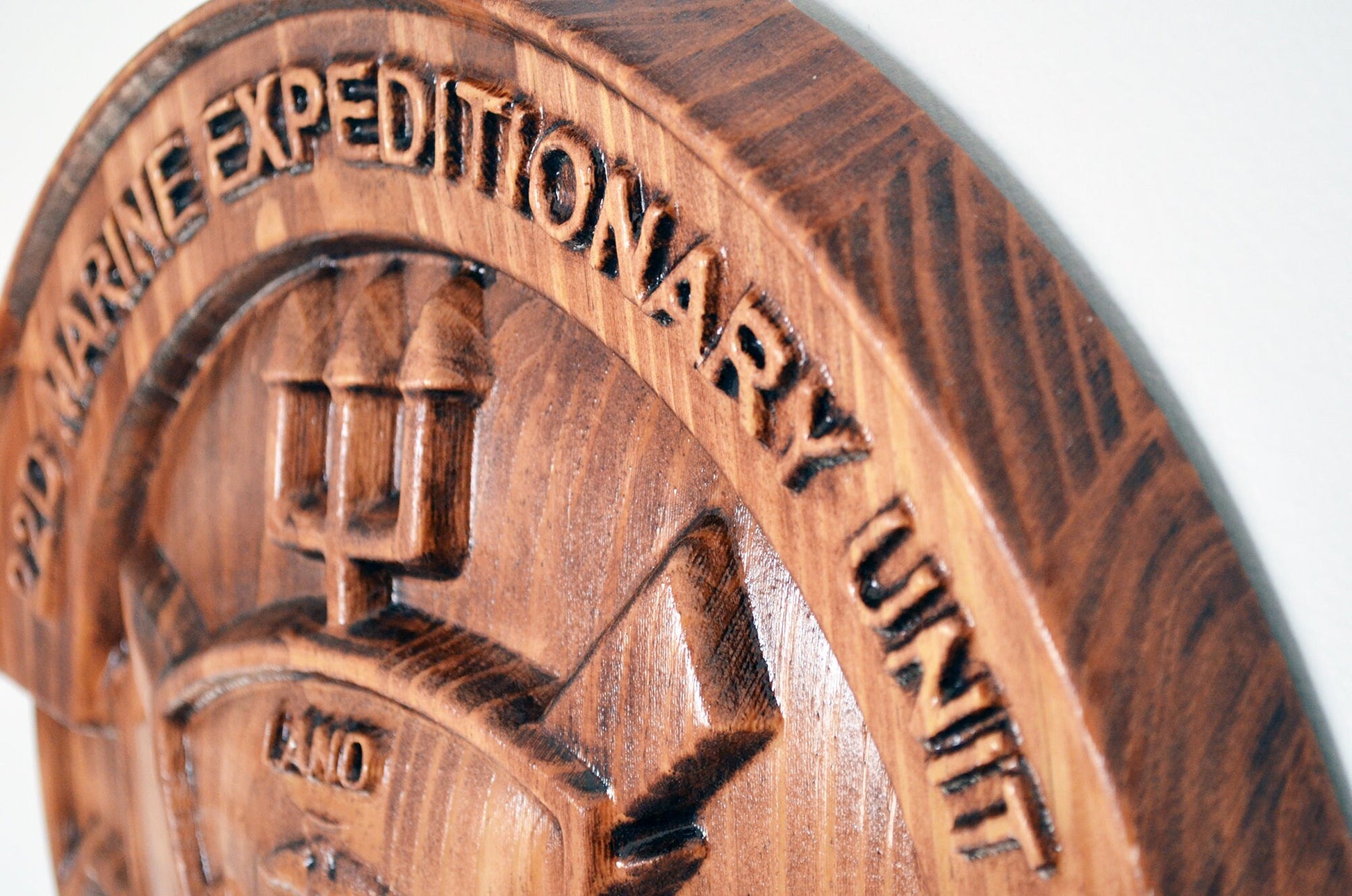 USMC 22nd Marine Expeditionary Unit, stained 3d wood carving, military plaque - Carved Effects