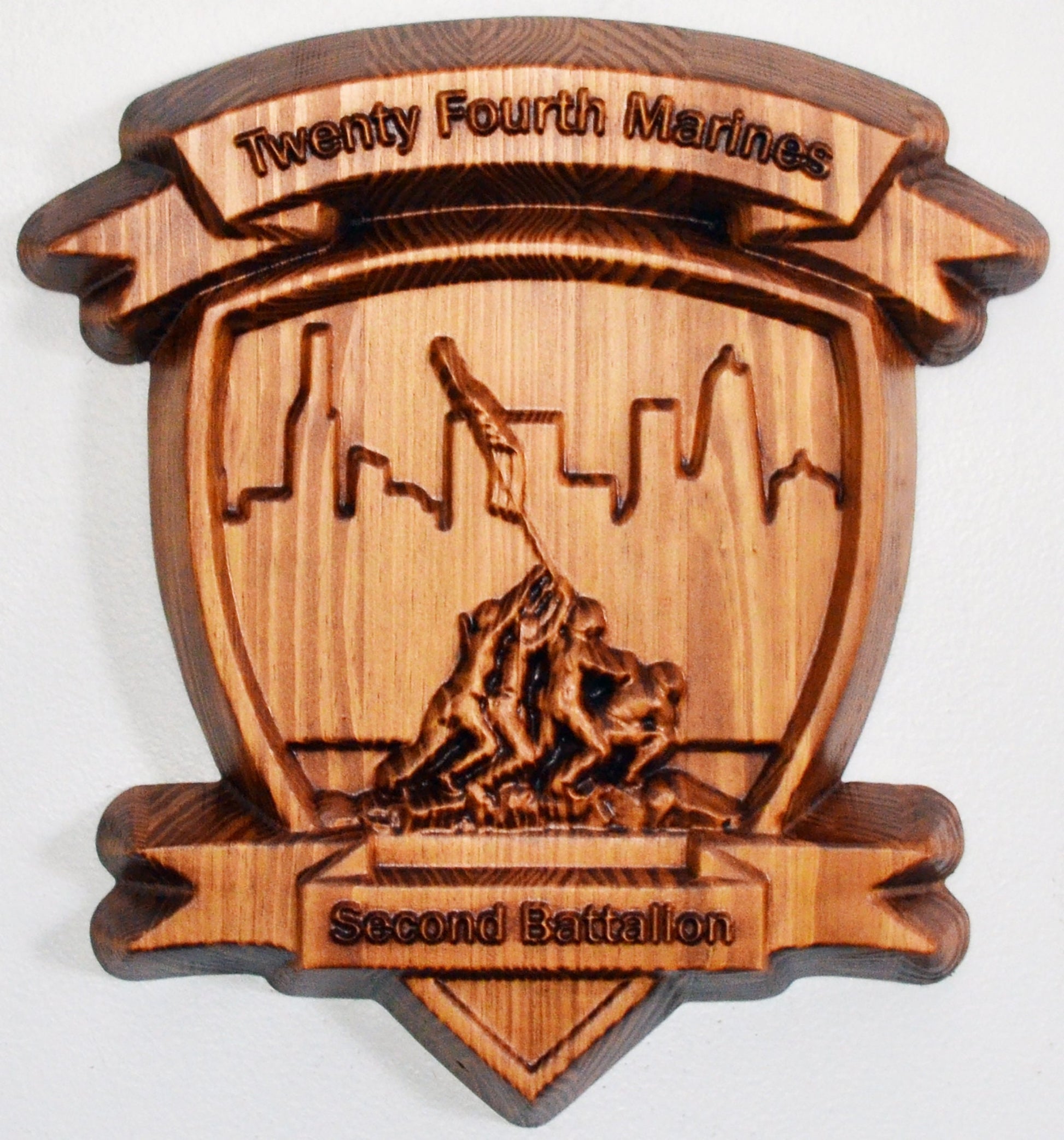 USMC 2nd Battalion 24th Marines, Mad Ghosts, 3d wood carving military plaque - Carved Effects