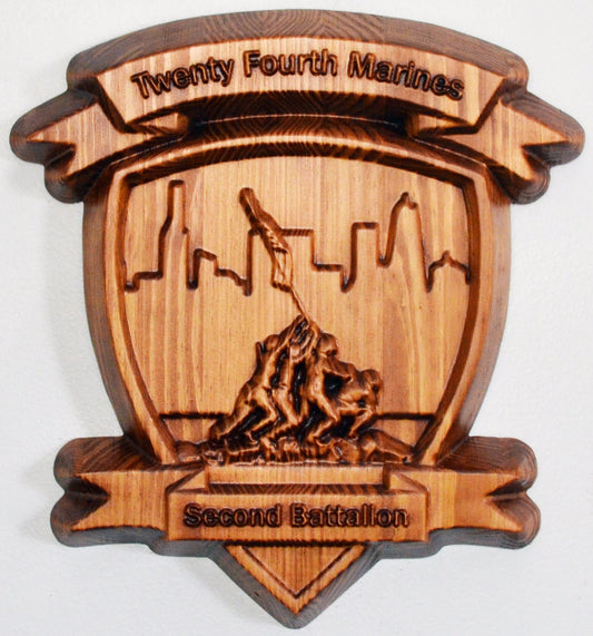 USMC 2nd Battalion 24th Marines, Mad Ghosts, 3d wood carving military plaque - Carved Effects