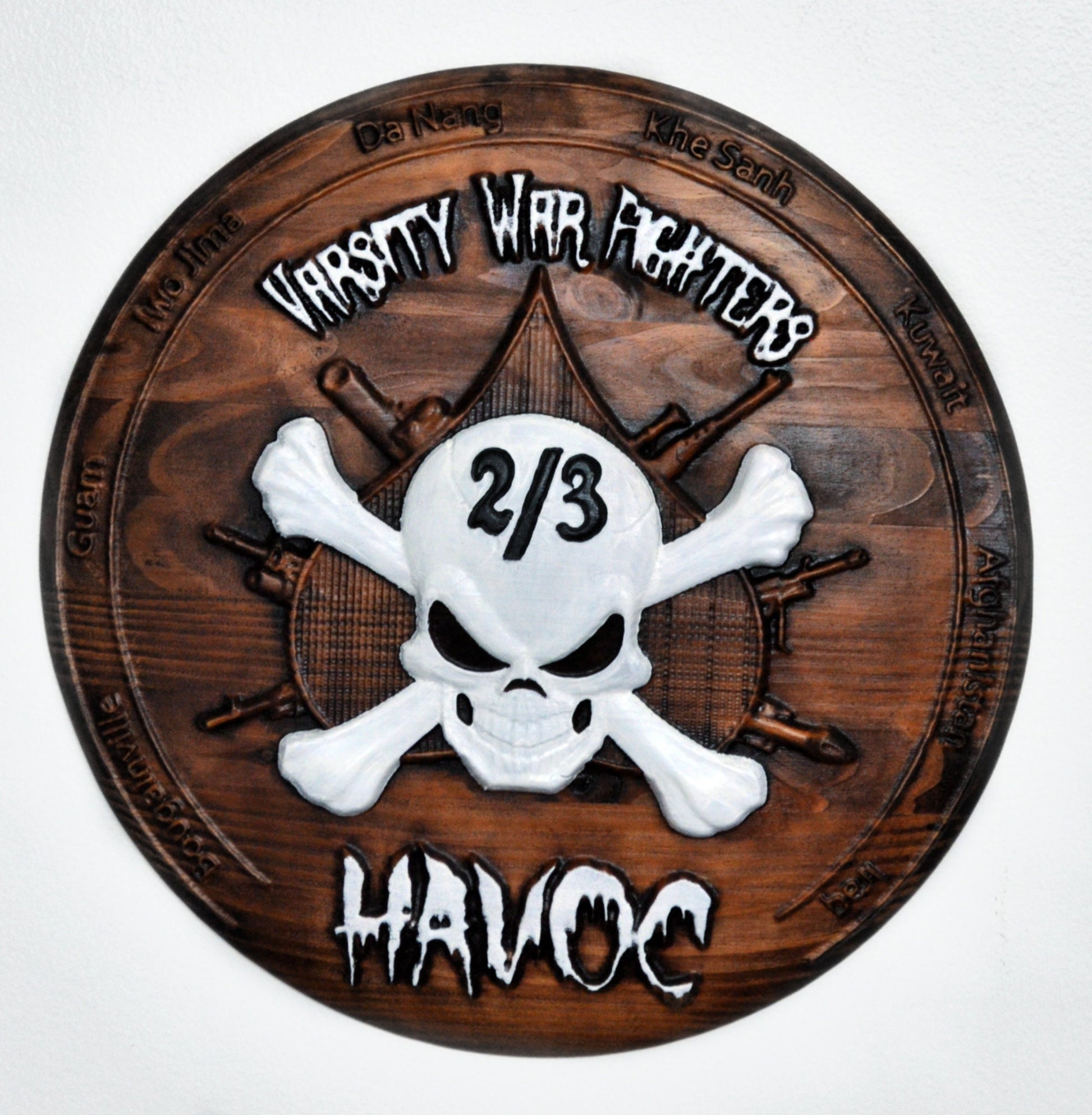 USMC 2nd Battalion 3rd Marines wood carving, Varsity War Fighters, Havoc, Marine Corps, 3d wood carving, military plaque - Carved Effects