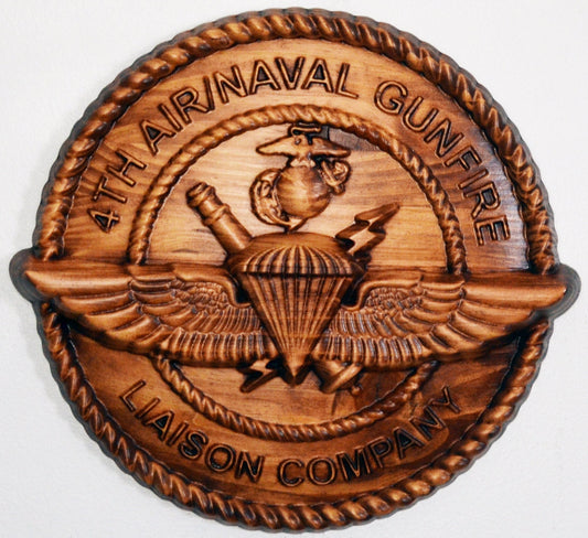 USMC 4th Anglico, Unit Emblem, US Marine Corps, military plaque - Carved Effects