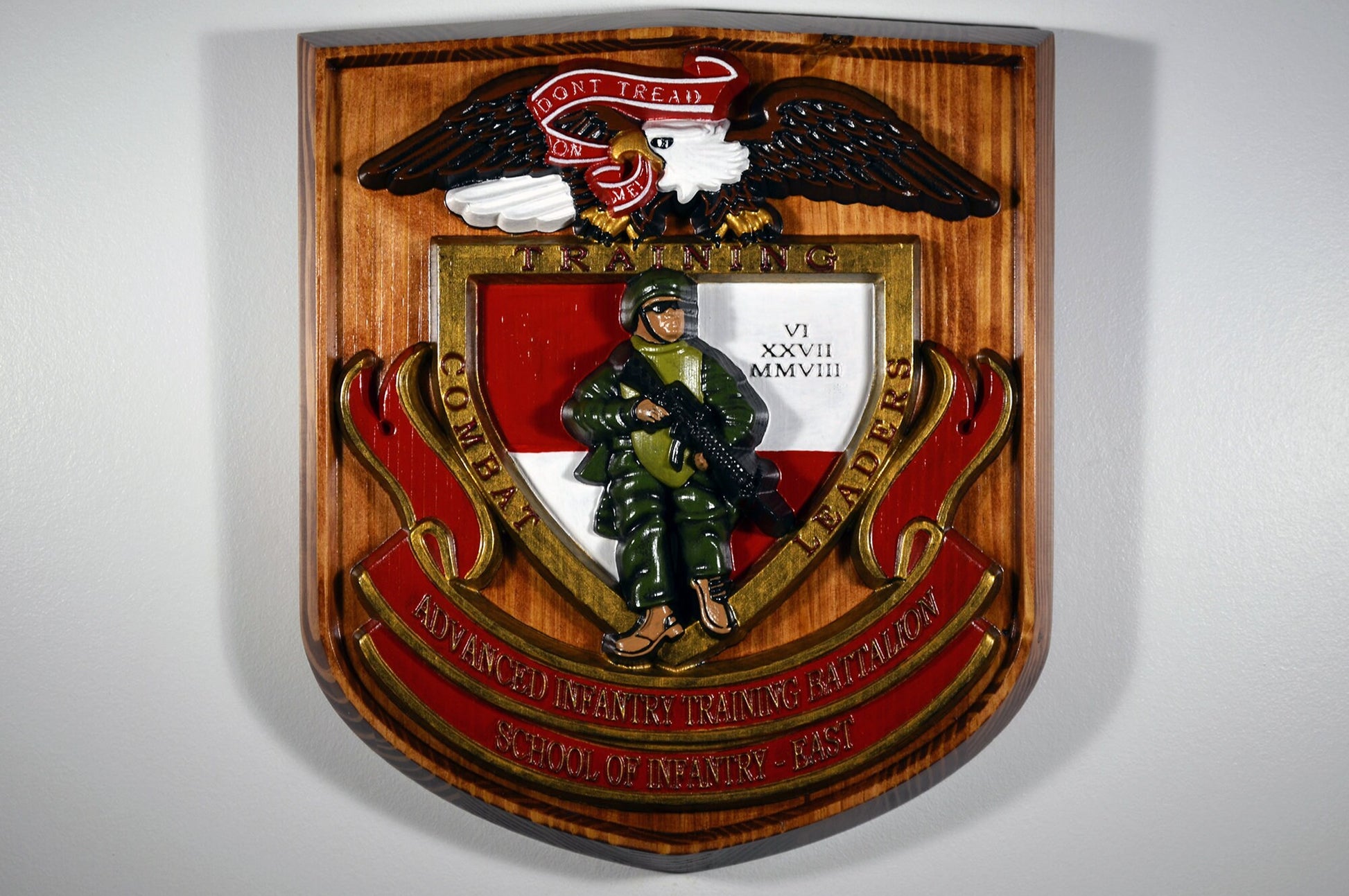USMC Advanced Infantry Training Battalion East, painted military plaque - Carved Effects
