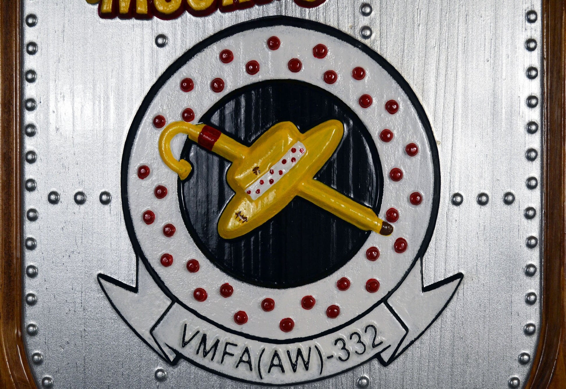 USMC All Weather Fighter Squadron VMFA-332, Moonlighters, CNC 3d wood carving, painted military plaque - Carved Effects