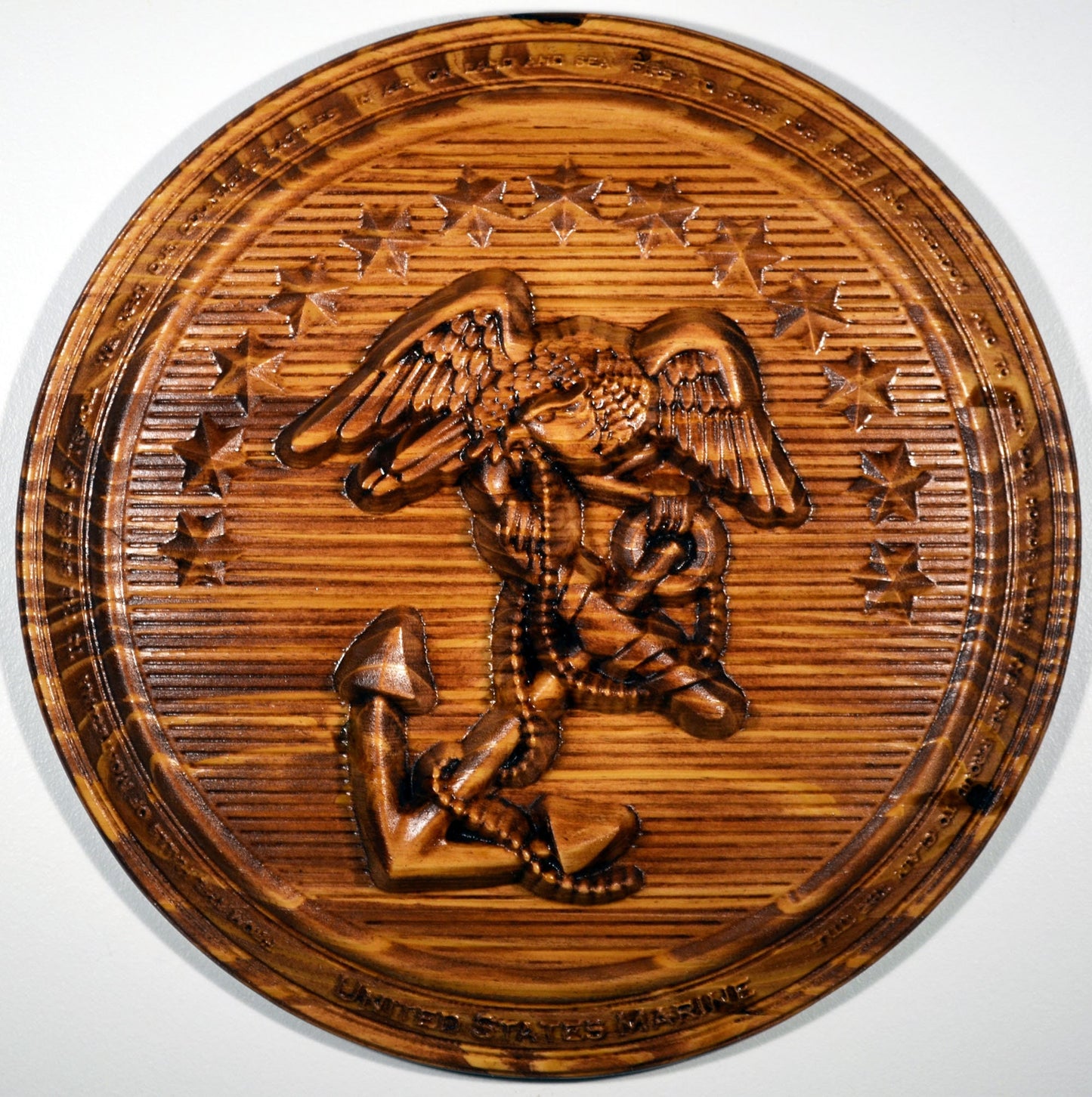 USMC Early Insignia, Officer Dress Blue Button, Marine Hymn Boarder - Carved Effects