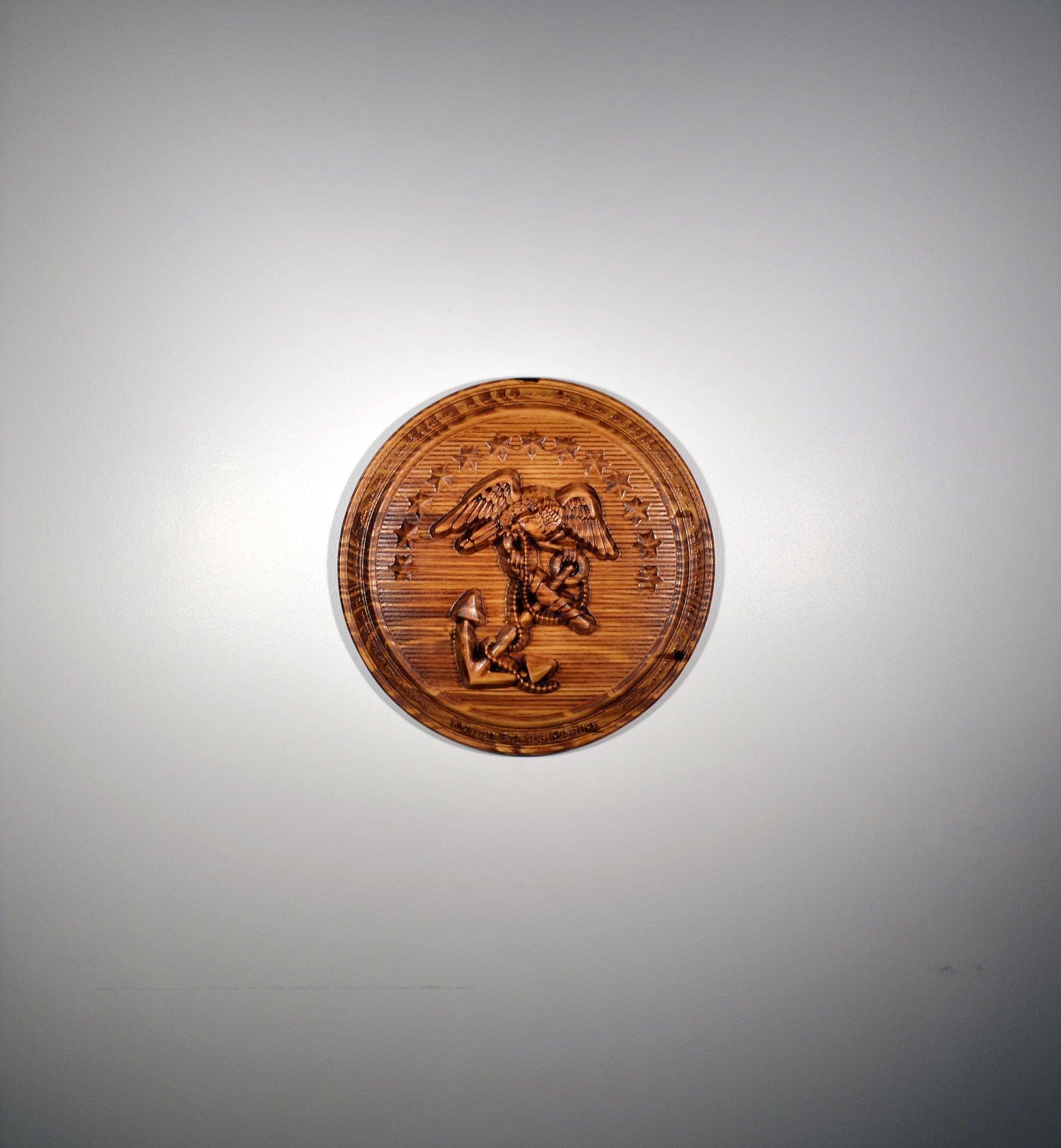 USMC Early Insignia, Officer Dress Blue Button, Marine Hymn Boarder - Carved Effects