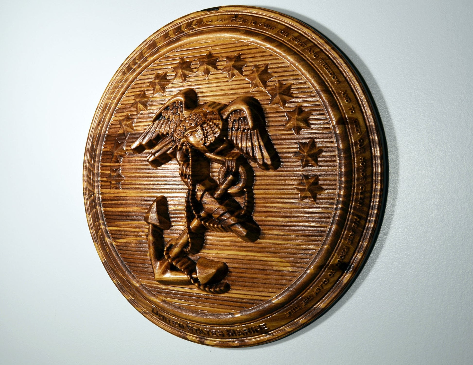 USMC Early Insignia, Officer Dress Blue Button, Marine Hymn Boarder - Carved Effects