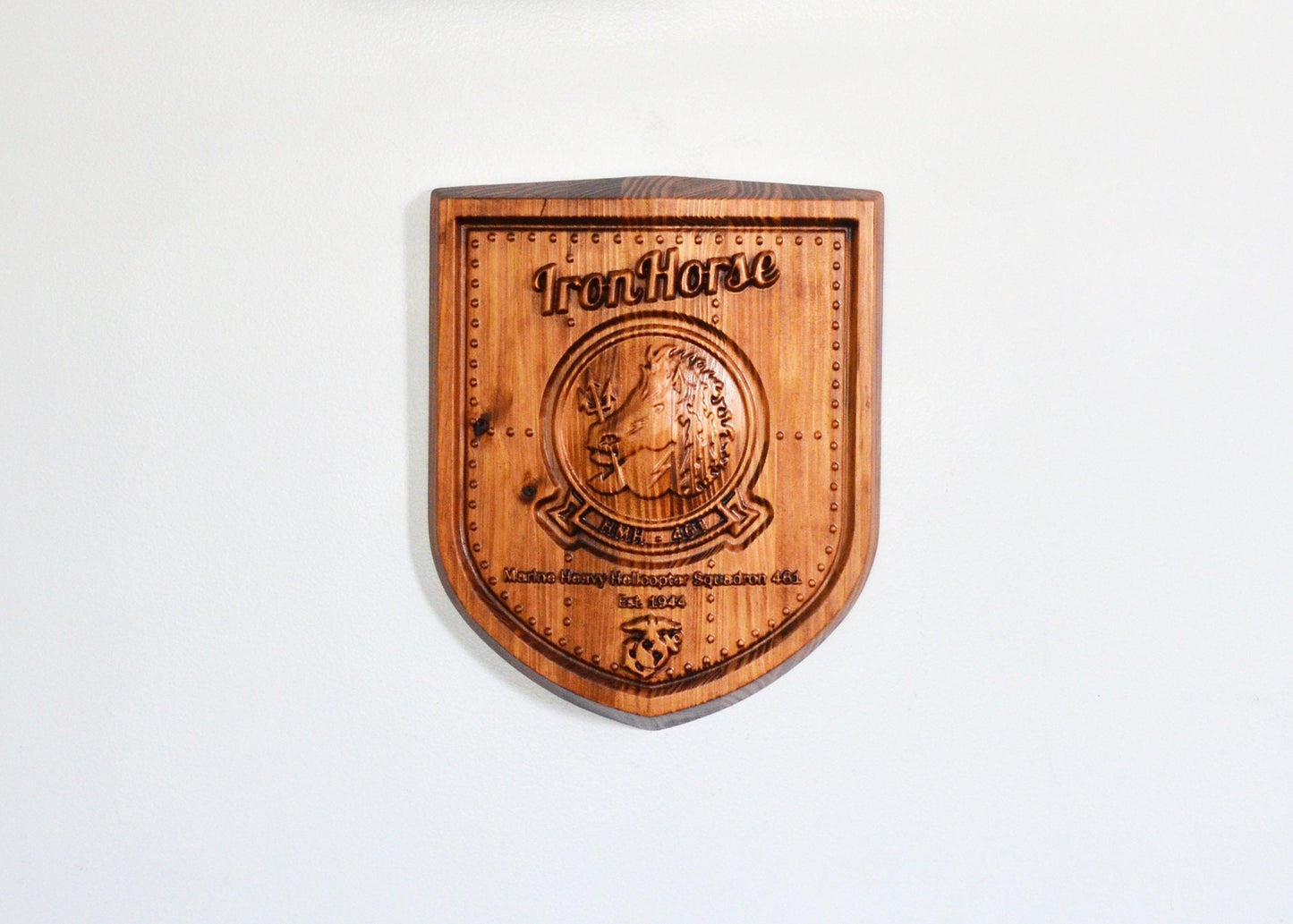 USMC HMH-461, Marine Heavy Helicopter Squadron, 3d wood carving, military plaque - Carved Effects