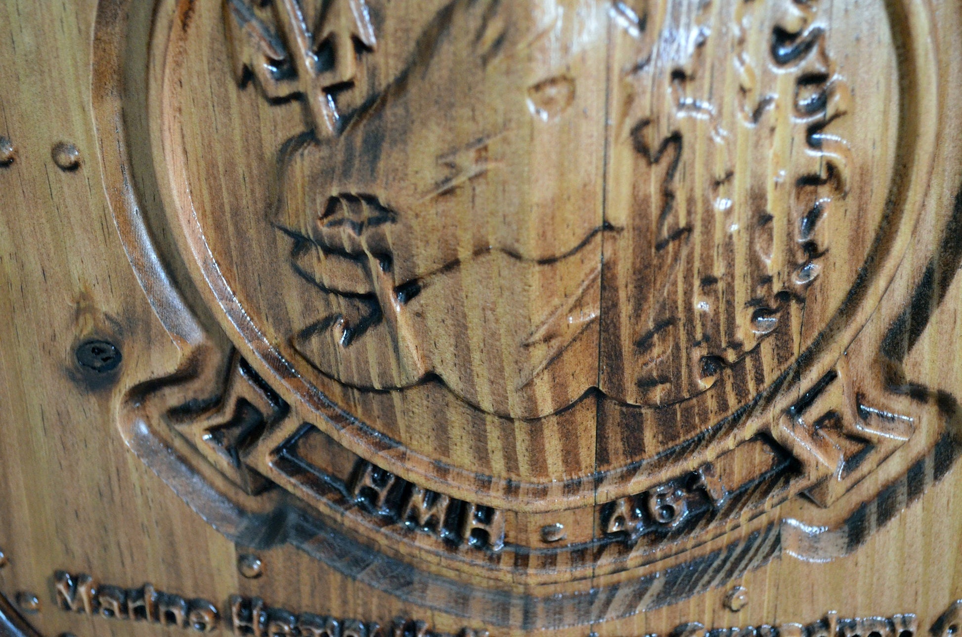 USMC HMH-461, Marine Heavy Helicopter Squadron, 3d wood carving, military plaque - Carved Effects