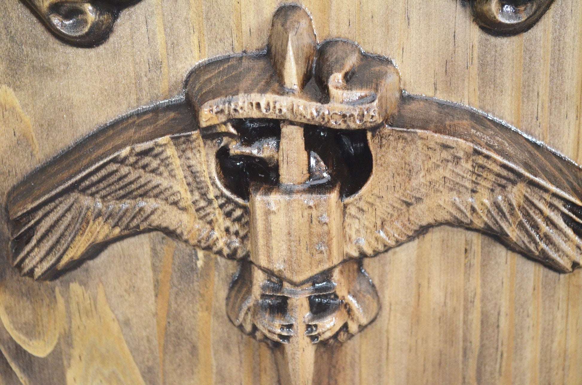 USMC Raider Dagger, Marine Special Operator Insignia, stained 3d wood carving, military plaque - Carved Effects