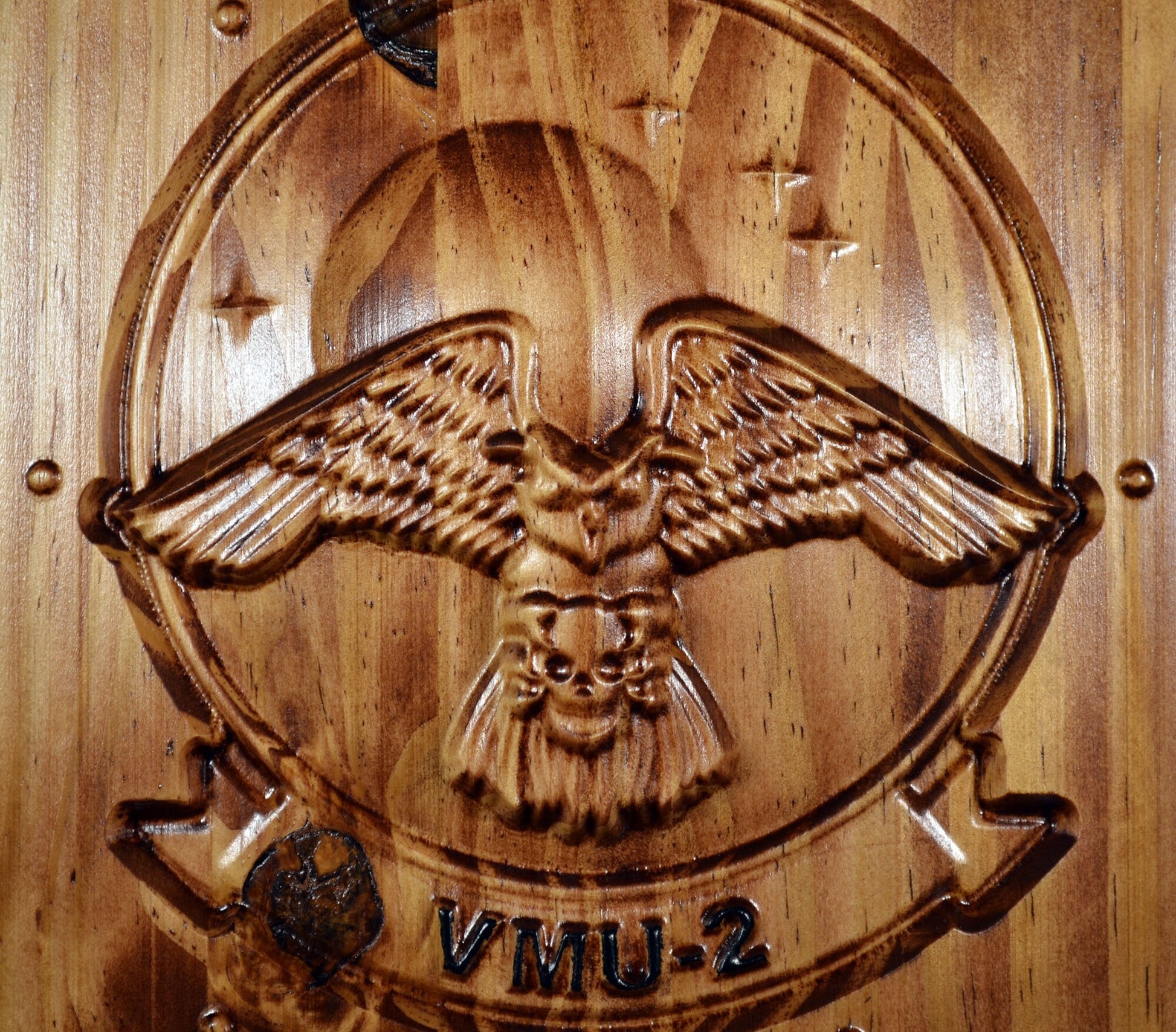 USMC Unmanned Aerial Vehicle Squadron 2, VMU-2, Night Owls, Marine Corps Air Wing, 3d wood carving, military plaque - Carved Effects
