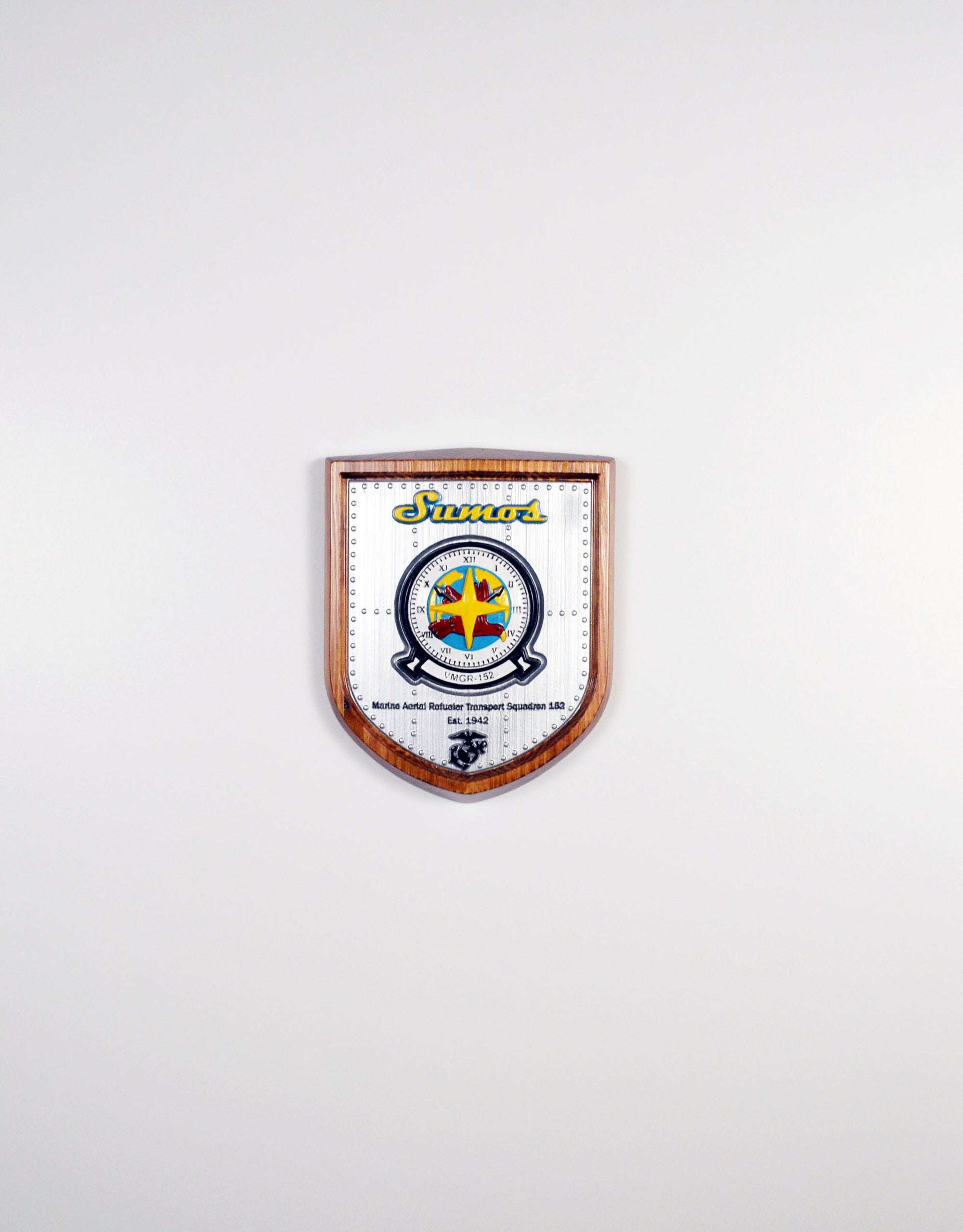 USMC VMGR-152 Marine Aerial Refueler Squadron, Sumos Marine Corps, 3d wood carving military plaque painted version - Carved Effects