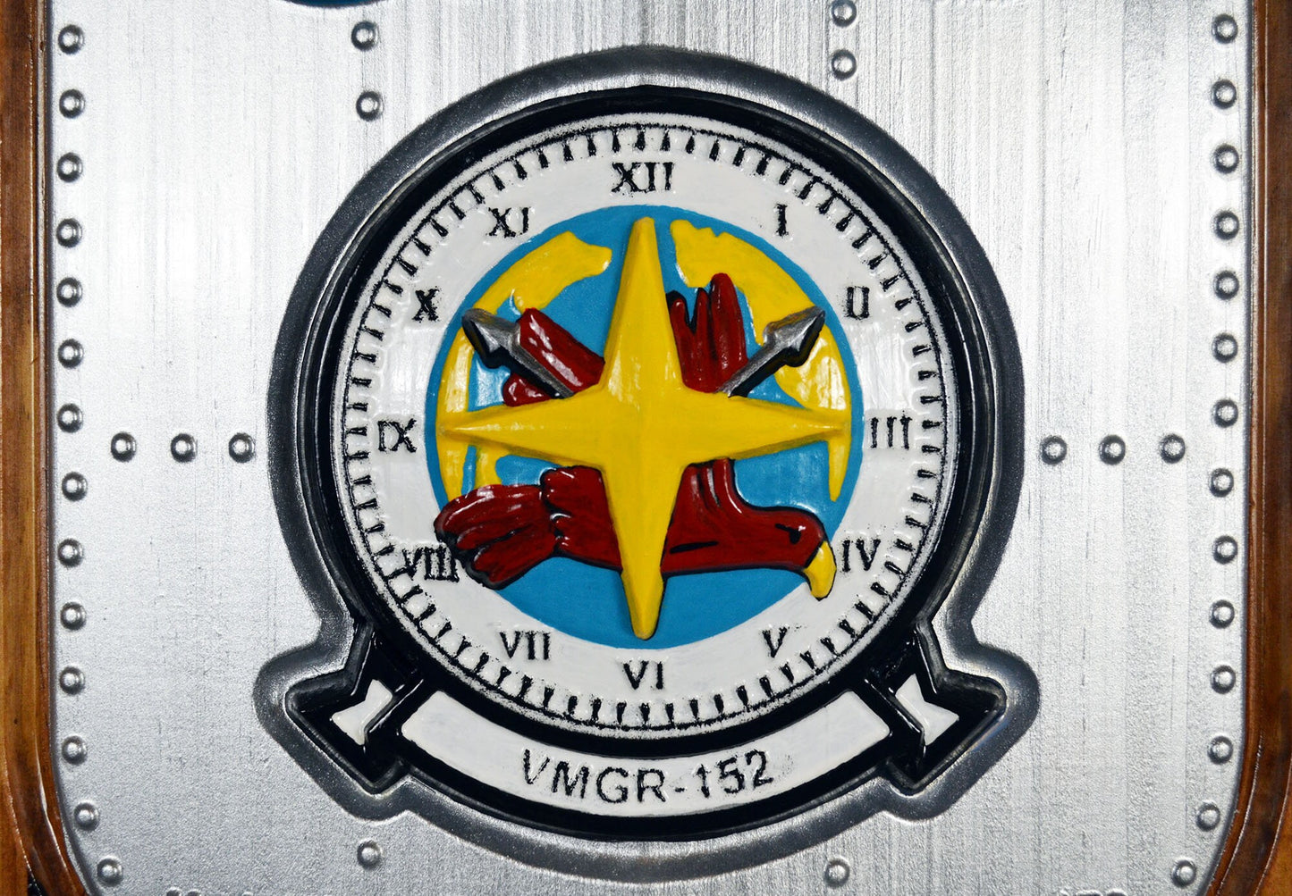 USMC VMGR-152 Marine Aerial Refueler Squadron, Sumos Marine Corps, 3d wood carving military plaque painted version - Carved Effects