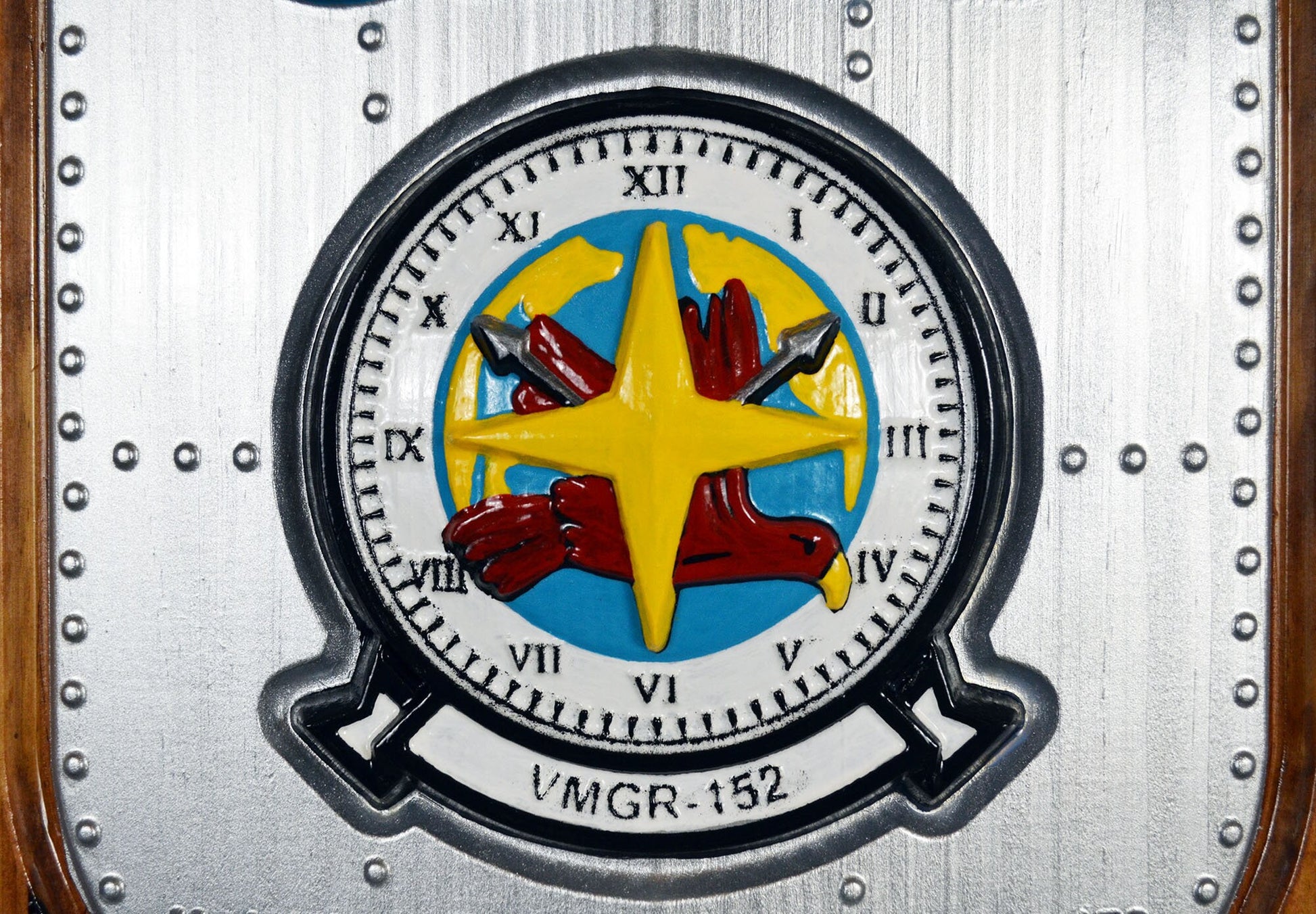 USMC VMGR-152 Marine Aerial Refueler Squadron, Sumos Marine Corps, 3d wood carving military plaque painted version - Carved Effects