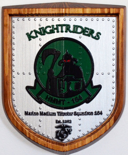 USMC VMM-164, Marine Medium Tilt Rotor Squadron 164, 3d wood carving, painted military plaque - Carved Effects