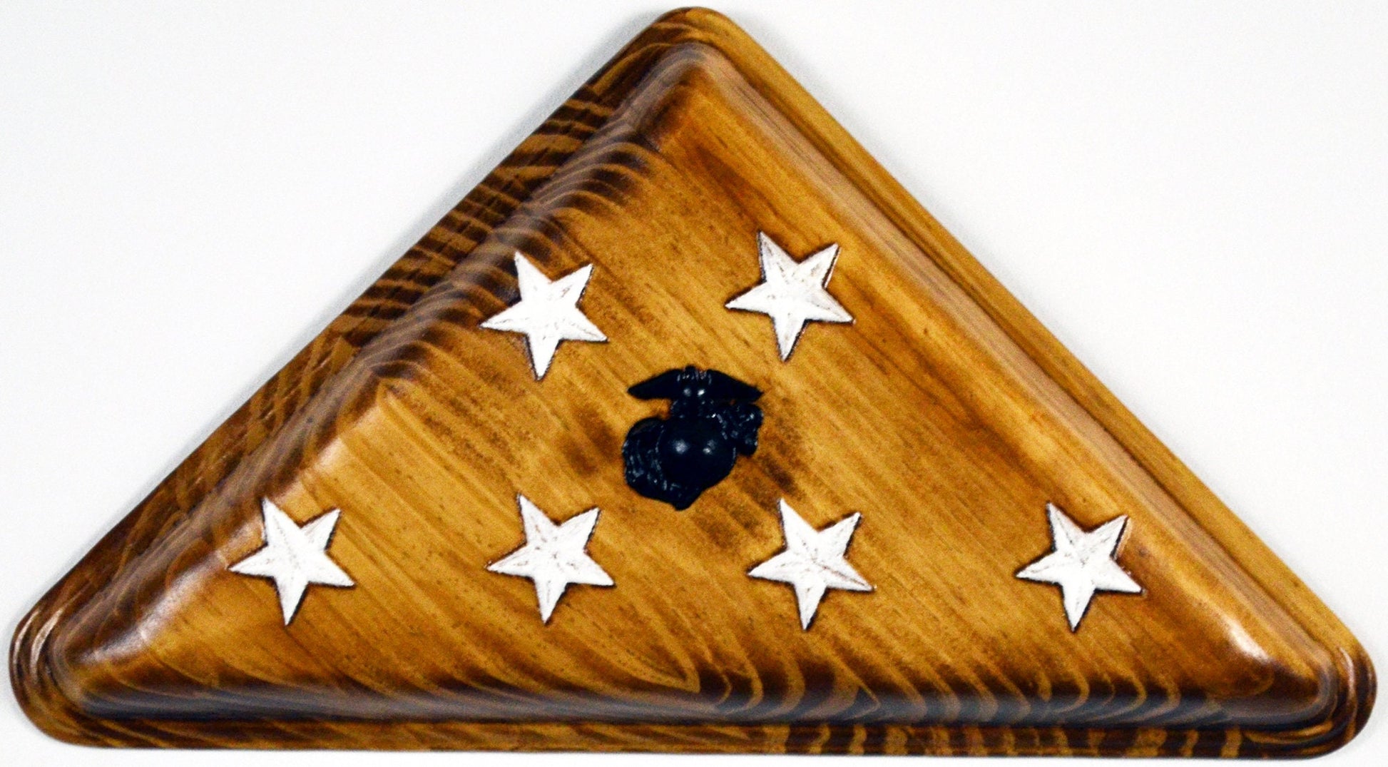 USMC folded flag, Marine Corps keepsake, military plaque - Carved Effects