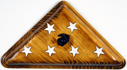 USMC folded flag, Marine Corps keepsake, military plaque - Carved Effects