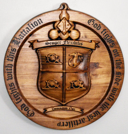 USMC 3rd Battalion 11th Marines, US Marine Corps wood plaque, stained, military plaque