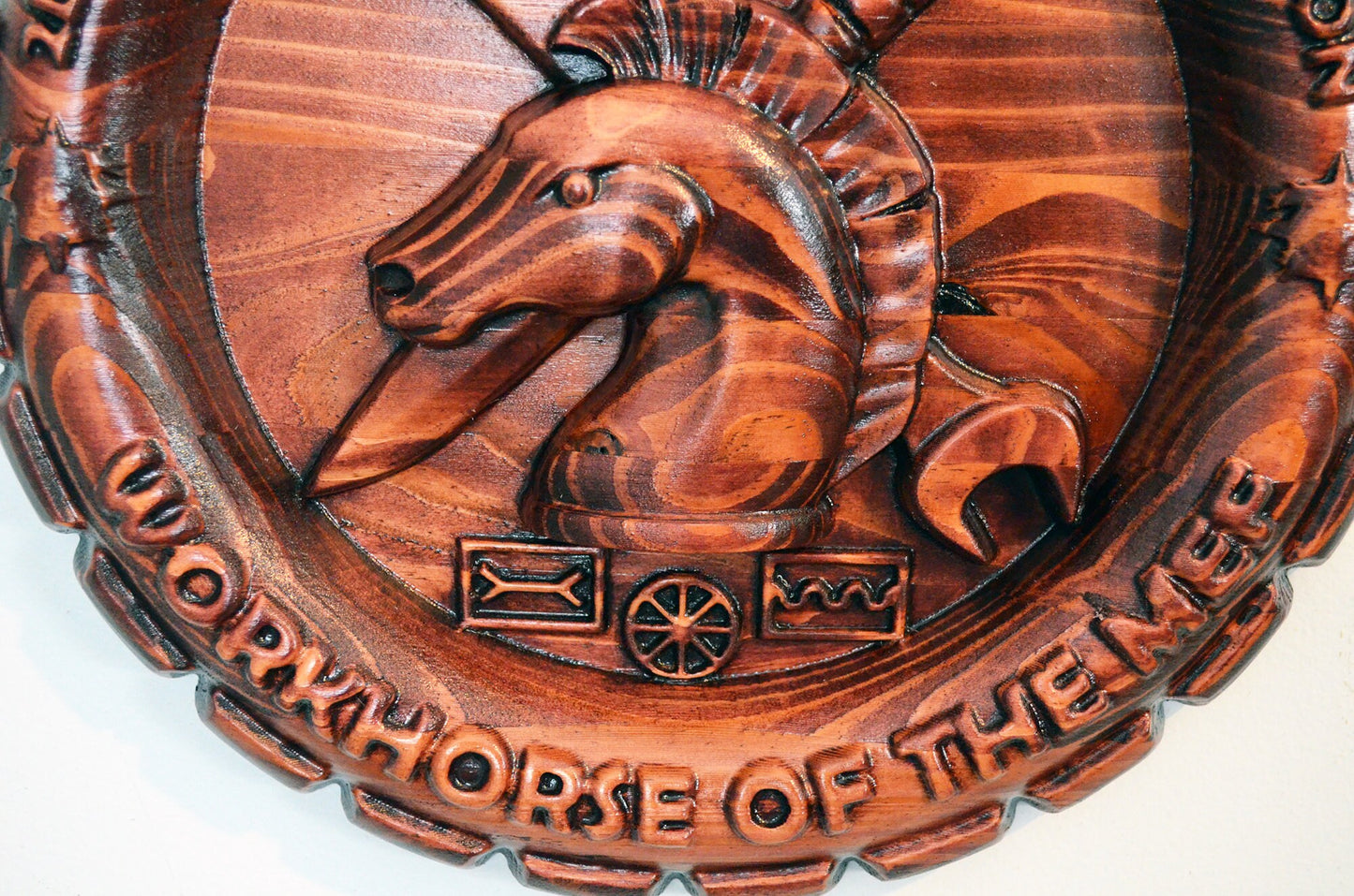 USMC 2nd Transportation Support Battalion, 3d wood carving, military plaque, US Marine Corps
