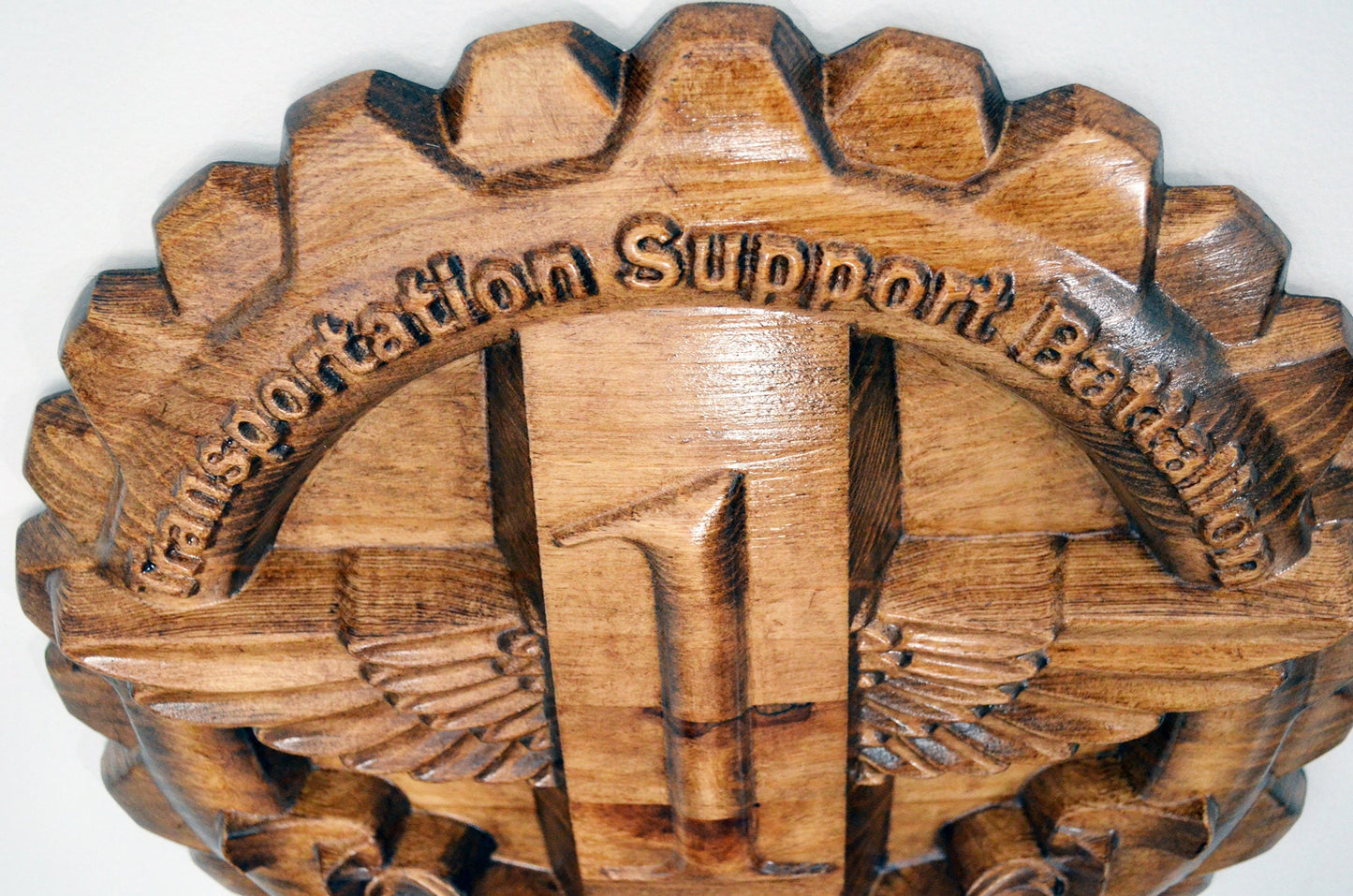 USMC 1st Transportation Support Battalion, 3d wood carving, military plaque
