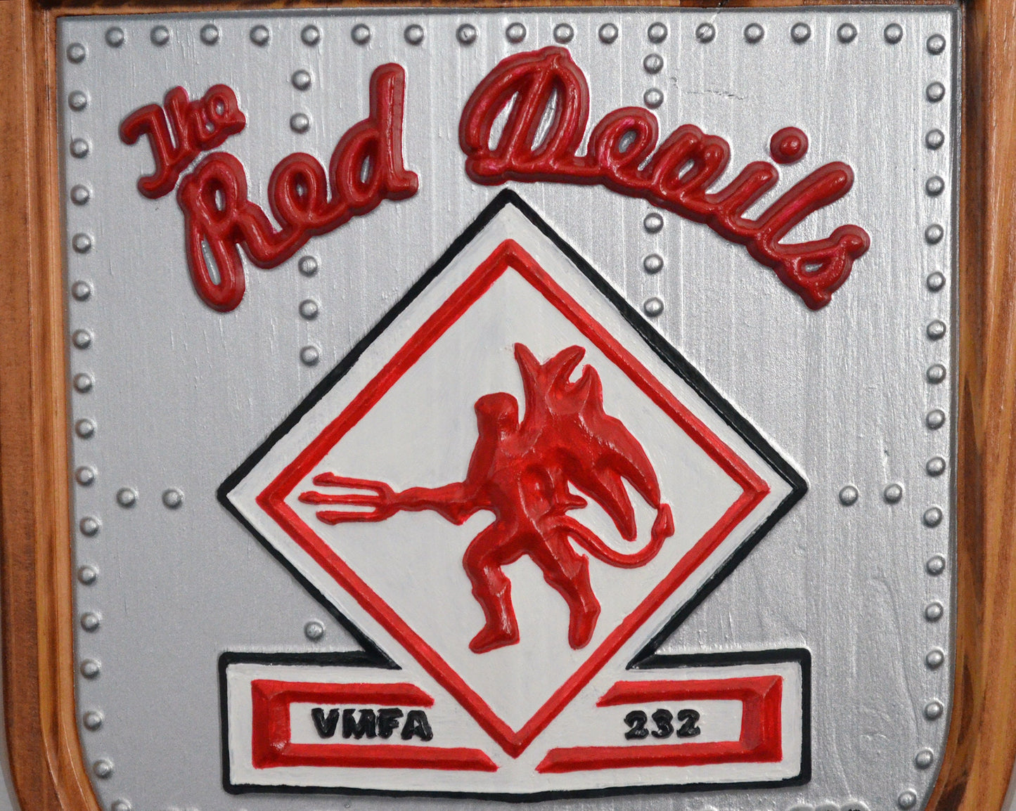 USMC Fighter Attack Squadron VFMA-232, Red Devils, CNC 3d Wood Carving, Painted Military Plaque