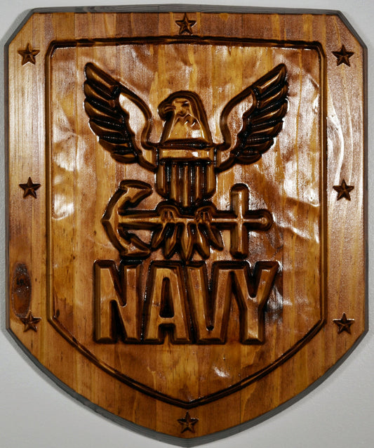 US Navy logo, cnc carved wood military plaque