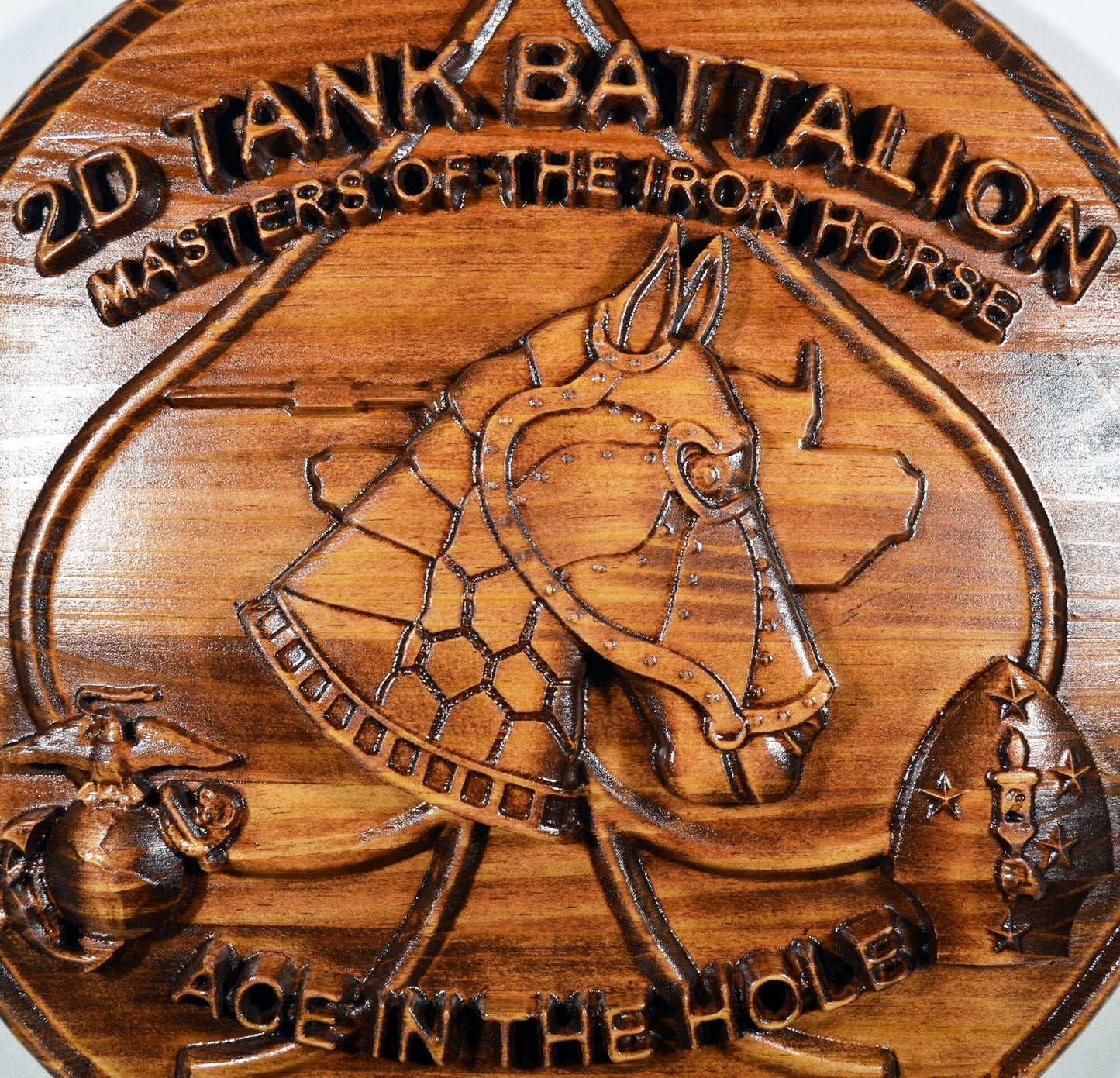 USMC 2nd Tank Battalion,  US Marine Corps, CNC 3d wood carving, military plaque