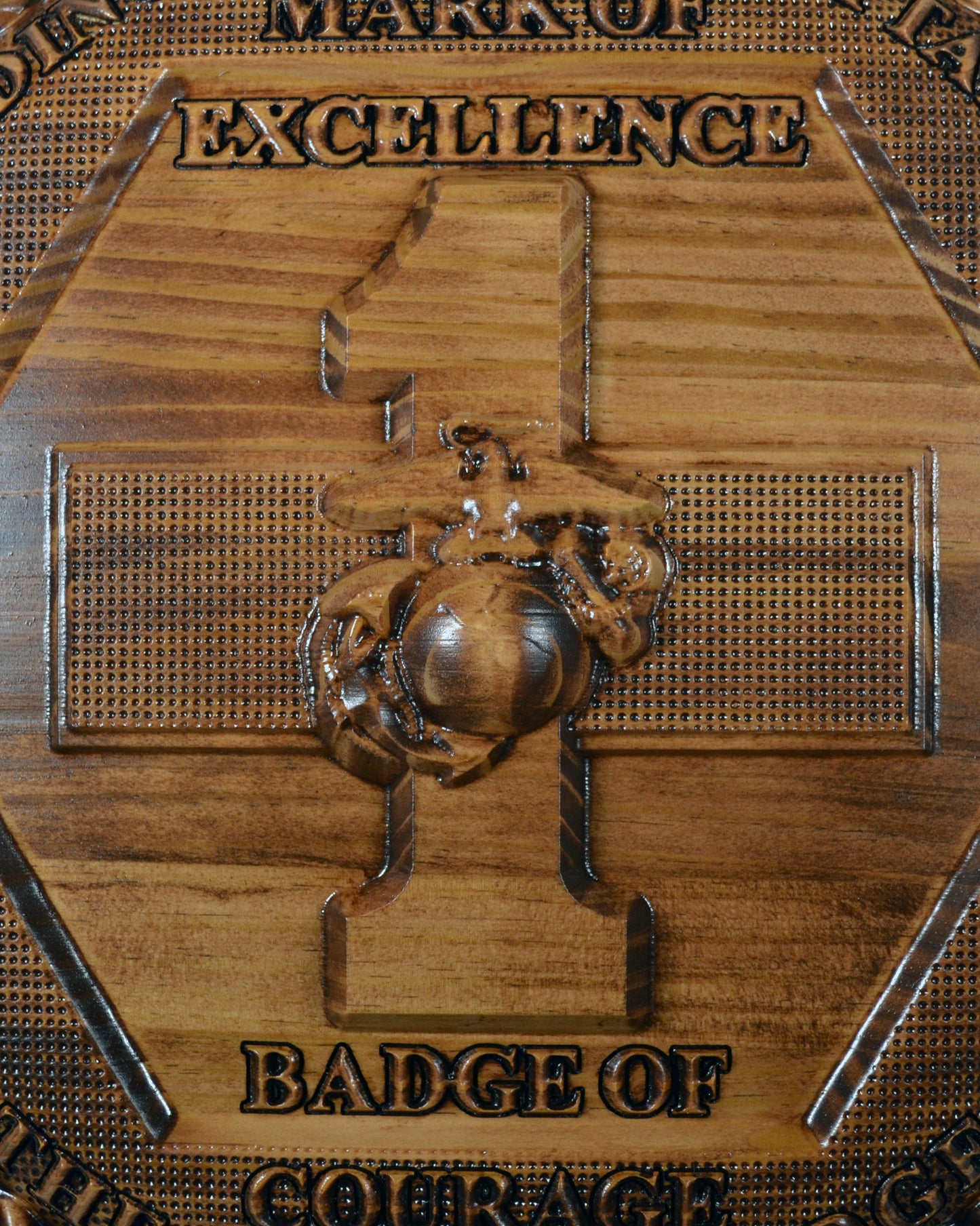 USMC 1st Landing Support Battalion, Red Patchers, 3d wood carving, military plaque