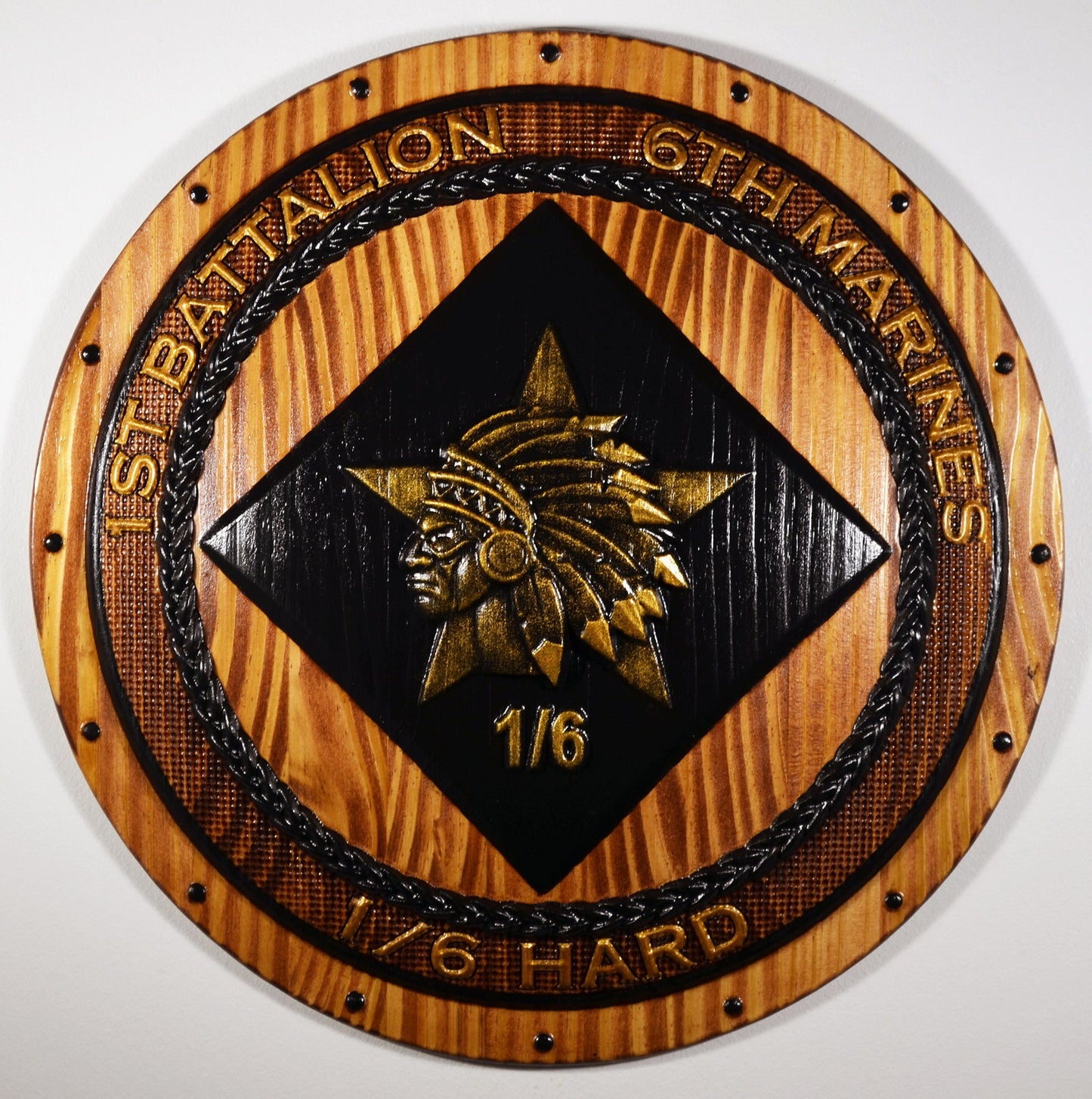 USMC 1st Battalion 6th Marines Painted Shield, USMC 1/6 Hard CNC, military plaque wall decor